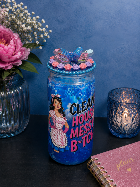Clean House Messy B*tch Acrylic Lava Tumbler 💙✨