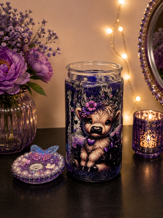 Purple Highland Cow Acrylic lava Tumbler 💜✨