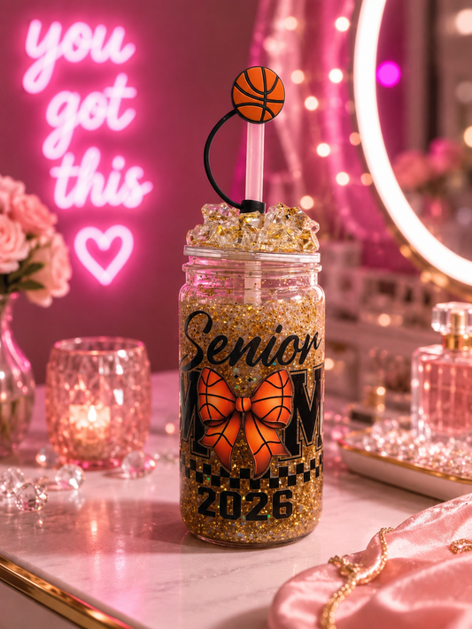 Senior Mom 2026 Basketball Acrylic Glitter Tumbler 🏀✨