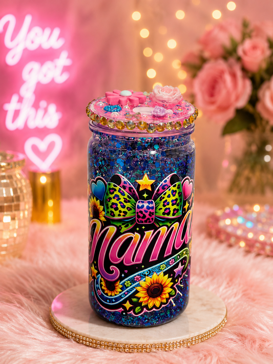 Neon Mama Acrylic Glitter Tumbler 💖✨
