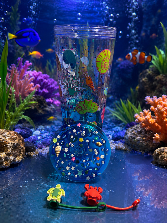Aquarium style 24 oz lava tumbler