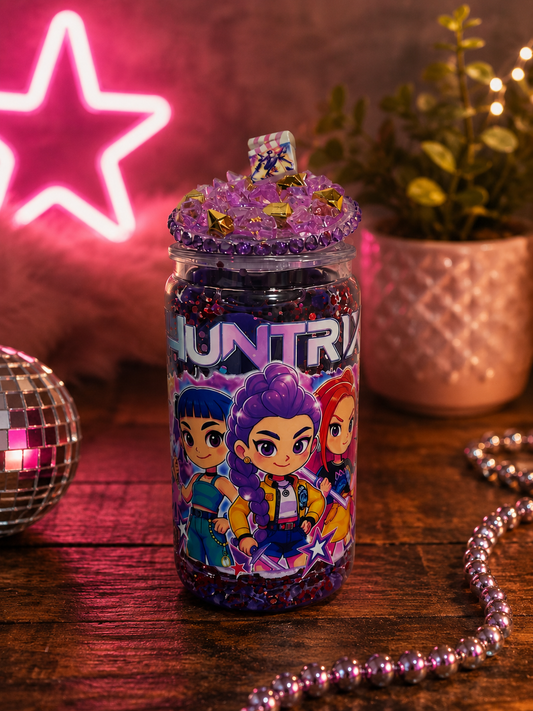 Huntrix Chibi Acrylic Lava Glitter Tumbler 💜⭐