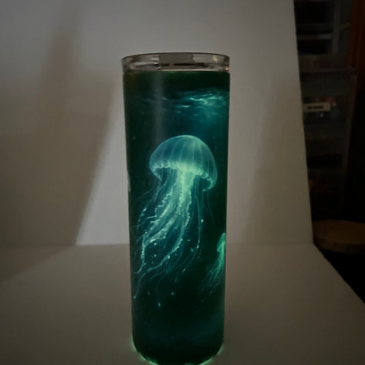 Glow Jellyfish Ocean Tumbler | 20 oz Skinny Stainless Steel Cup