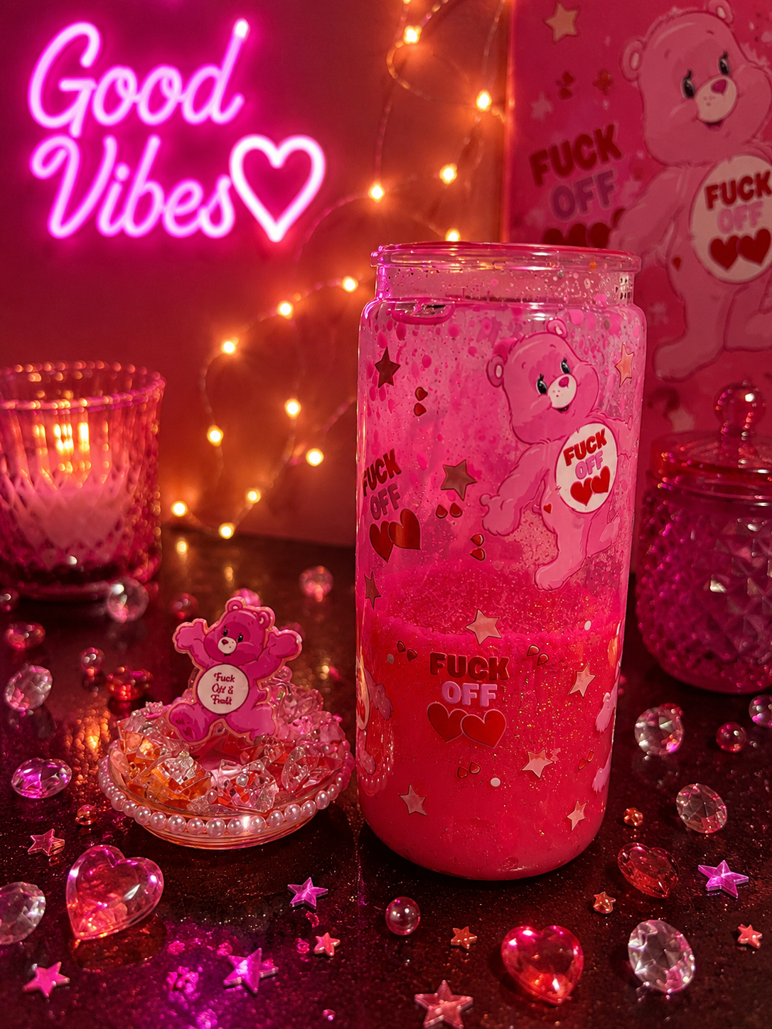 Pink Chaos Bear Acrylic Lava Tumbler 💖✨