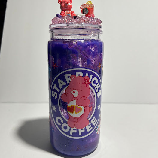 Purple Coffee Bear 20 oz Acrylic Tumbler | Handmade Glitter Lava Cup ☕💜✨